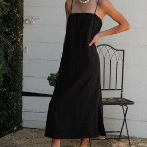 DONNI The Linen Spaghetti Dress Black